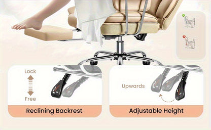 KERDOM Big & Tall Executive Office Chair with Footrest - Heavy Duty 500lbs Capacity Ergonomic High Back Reclining Chair, Adjustable Height, Lumbar Support & Manual Recline, Heavy-Duty Swivel Computer Desk Chair with Soft Cushioned & Backrest for Hom