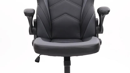 Ergonomic Gaming Chair | High Back, Flip-up Armrest, Wheeled, Height Adjustable 360°-Swivel, Sponge Filled, Solid Back Style, Synthetic Faux Leather, Lumbar Support, Manual Recliner, Wipe Clean - ANTONIA