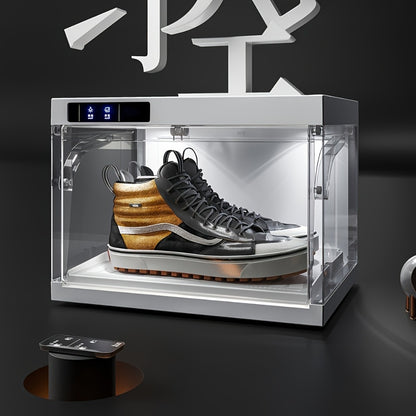 LED Intelligent Control Shoe Storage Box, Transparent Plastic Stackable, Suitable for Sports Shoe Display Cabinets And Collection Boxes, Automatic Opening Shoe Storage Box, White 1/4 Pack, Suitable for Sports Shoe Collection, Wardrobe Storage