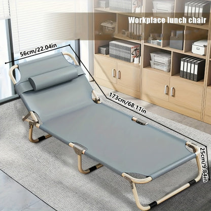 Folding Lounge Chair for Office Nap & Lunch Break with Optional Removable Pad, Ergonomic Adjustable Recliner, Lightweight Compact Design, Up to 600 lbs Capacity