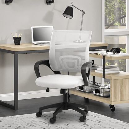 Mesh Office Home Chair, Mid Back Ergonomic Rolling Swivel Chair with Padded Seat and Armrest