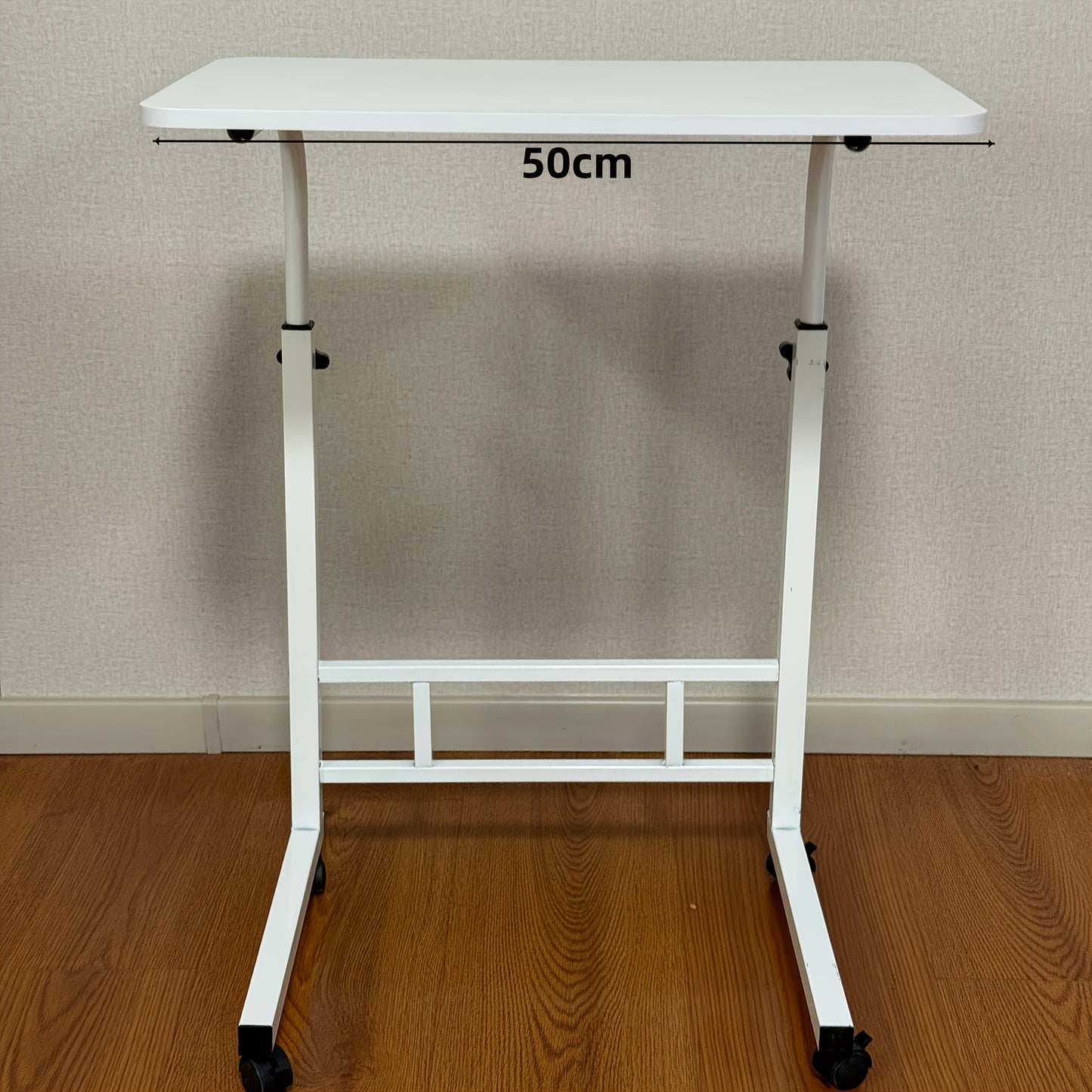 Adjustable Height Mobile Desk - Laptop Table for Students/Home Office, Small Space Standing Desk with Storage, Wheeled for Bedroom Use