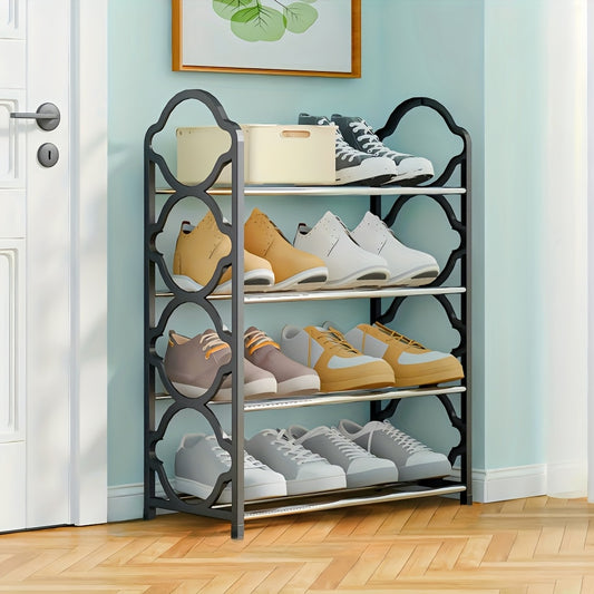 1pc Of 4-Tier Foyer Furniture Shoe Rack, Stackable Shoe Storage Rack, Easy to Install And Space Saving Design Shoe Rack Cabinet, Floor Type Freestanding Shoe Cabinet, Suitable for Porch, Entrance, Corridor