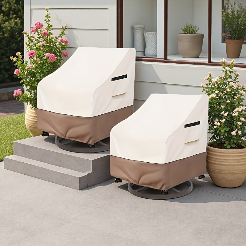 Outdoor Swivel Chair Cover Set of 2, 33" W x 35" D x 38.5" H Patio Furniture Slipcovers for Rotating Lounge Chairs