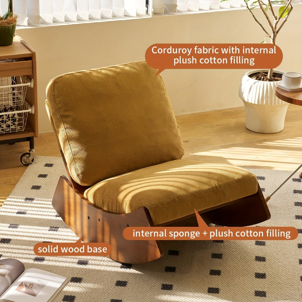 Upholstered Glider Rocking Chair with Solid Wood Frame | Comfortable Accent Reading Chair for Bedroom, Living Room & Nursery | Single or Set of 2 | White or Green
