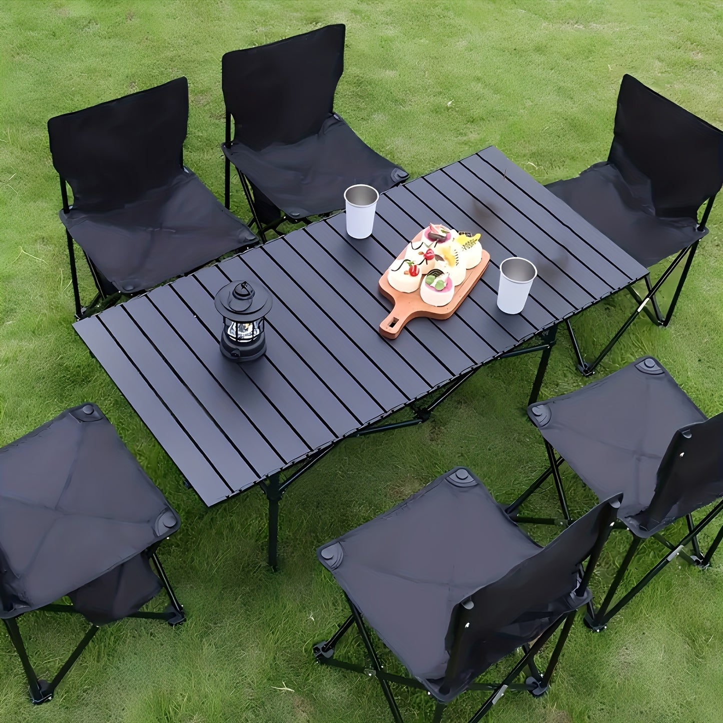 Folding Camping Table, Adjustable Height Portable Iron Folding Picnic Backpack Table for Picnics, Camping, Barbecues, Parties, Backyards, And Beaches with Large Storage And Carry Bag