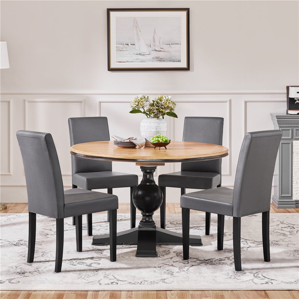 Costoffs Upholstered Dining Chairs Set of 2/4, Padded Leather Side Chairs with High Back & Rubberwood Legs, Modern Kitchen Chairs for Home, Kitchen & Restaurant, Black/White/Gray/Brown