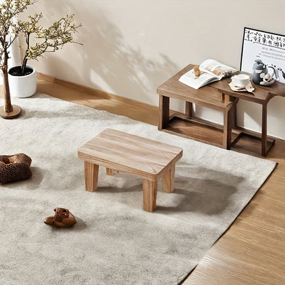 1pc Solid Wood Japanese-Style Square Stool - Wood Low Seat Chair, No Cushion, Square Base Footrest for /Outdoor Use, Living Room, Bedroom,, Entryway, Japanese Tatami Stool, Easy-Clean Furniture