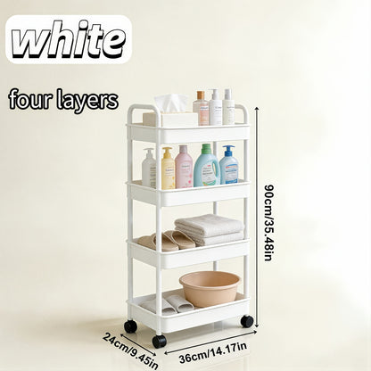 Multifunctional Trolley Rack Kitchen Bathroom Toilet Floor Multi-Layer Movable Storage Rack Practical Home Organization Modern Easy Design