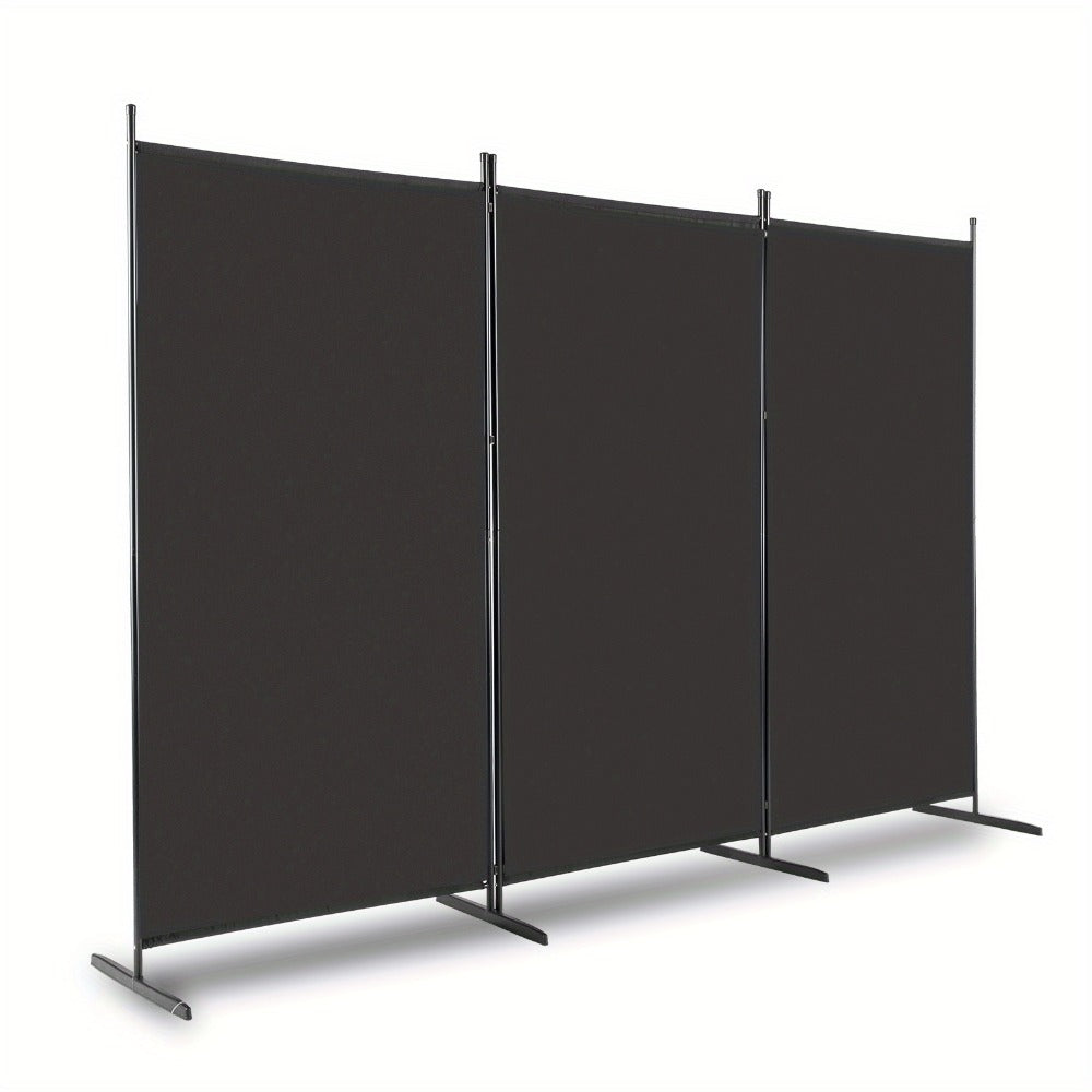 6 Ft Trifold Room Divider Privacy Screen Foldable Partition Panel 160G Polyester Fabric Steel Frame for Office Bedroom Living Room 2 Colors