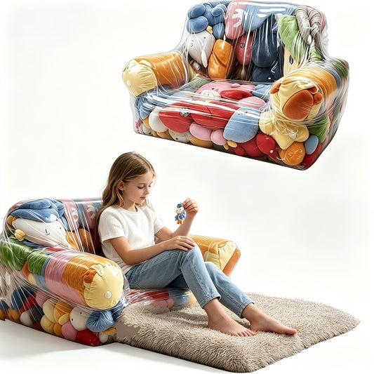 Large Capacity Plush Storage Sofa - Plush Doll Organizer, Stuffed Storage, Craft Storage Sofa, Doll Sofa, Transparent Sofa for Easy Storage of All Types of Plush. Ideal for Rooms and Playrooms. Made of PVC Material
