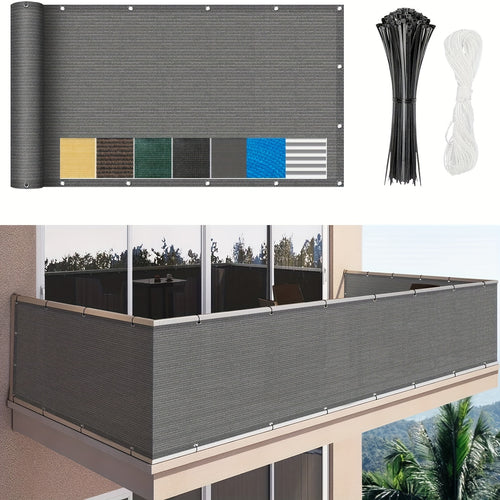 3*16ft, Balcony Privacy Screen Fence Cover Net, Fencing Mesh Shade Net, Windproof Sun Shade, Outdoor Protection Fencing Net, Balcony Mesh Net for Patio, Fence, Backyard, Porch(Black Brown Green Gray Sand White Blue)