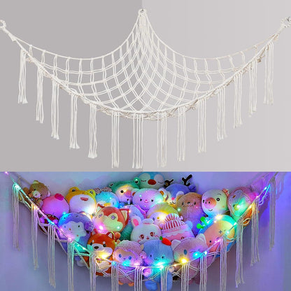 A Plush Toy Storage Hammock With Built-In Lighting, Ideal For Storing Unused Plush Toys And Indoor Items, As Well As Small Accessories For Halloween, Christmas, Easter, And Thanksgiving.