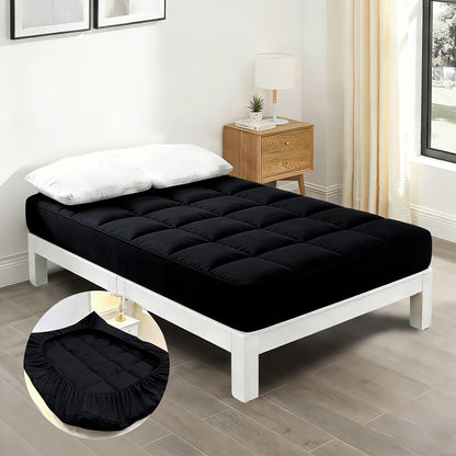 Folding Bed Topper Roll-Up | Soft Portable Mattress Pad for Bed Frame, Guest Room, Dorm & RV – Twin Full Queen King, Multiple Colors