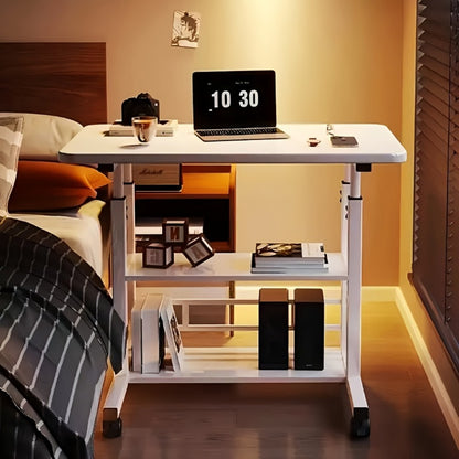 Adjustable Height Mobile Laptop Desk on Wheels with Storage, Rolling Standing Desk for Students Home Office Bedroom Small Spaces, Portable Wheeled Laptop Table in Multiple Styles
