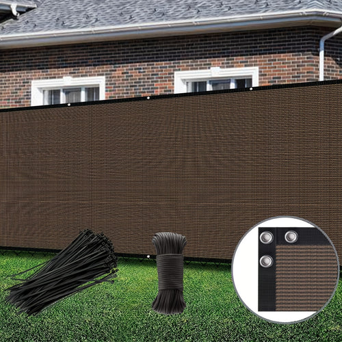 6X50ft Fence Privacy Screen, Heavy Duty Privacy Fence Screen, Outdoor Shade Cloth Mesh Barrier, Cable Zip Ties Included, Brown