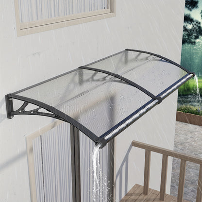 [UV Rain Snow Sunlight] Polycarbonate Window Door Awning Canopy with Large Sink Patio Awnings for Doorways Outdoor Sun Shade Cover Balcony Yard Roof UV Rain Snow Sunlight Protection Hollow Sheet, 24/32/40/48/60/80/120 Inches