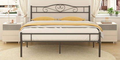 VECELO Metal Bed Frame with Head And Foot Boards, Steel Slats Mattress Support, No Box Spring Required, Available in Twin, Full, And Queen Sizes