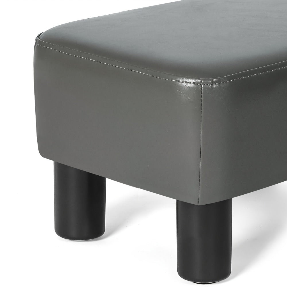 Small Ottoman Footstool with Hidden Storage 15.6 Inch Rectangular PU Leather Footrest Anti-Skid Legs for Living Room Bedroom Office Sofa Black Brown Gray