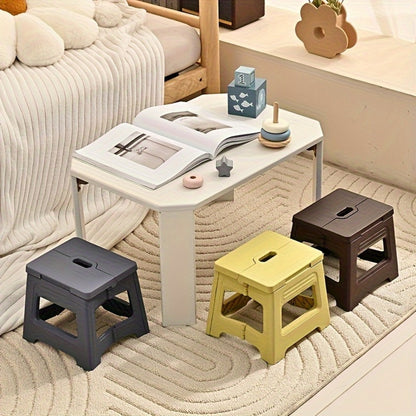 Folding Step Stool Non-Slip Portable Footstool | Adjustable Height, Durable Plastic, Lightweight Shoe Bench for Kitchen, Bathroom, Bedroom, Home Use | Easy to Store, Modern Style