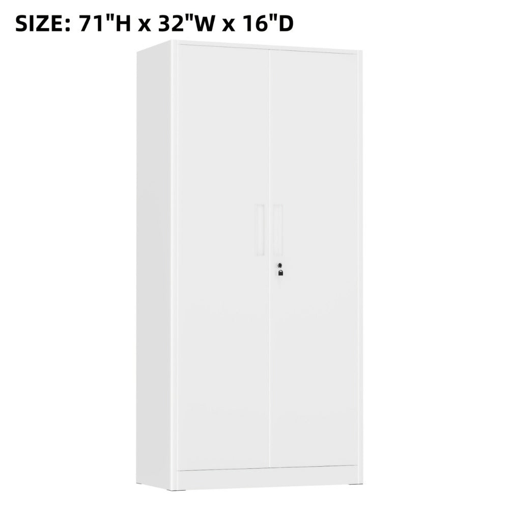 Lockable Metal Storage Cabinet 71"H with Adjustable Shelves & Locking Doors – Freestanding Steel Organizer for Garage, Gym, Home Office & School