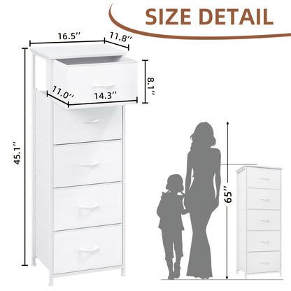 EUNOS Tall Dresser for Bedroom, Storage Organizer Chest Of Drawers with Removable Fabric Bins for Living Room Closet Bedside Laundry Entryway Hallway