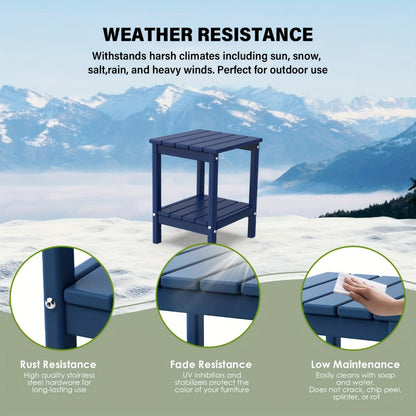HDPE Adirondack Side Table Outdoor – Weather Resistant Rectangular End Table 15"x14"x18" for Adirondack Chair, Patio, Pool, Garden & Camping – 9 Colors, 1/2/4 Pack