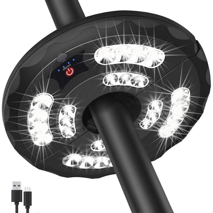 Rechargeable Outdoor Patio Umbrella Light with 28 LED Pole Light, 3 Brightness Modes (8/20/28 LED), /, Adjustable Clamp for, Pool, Backyard - Compatible with most Patio Umbrellas (ABS Housing,)