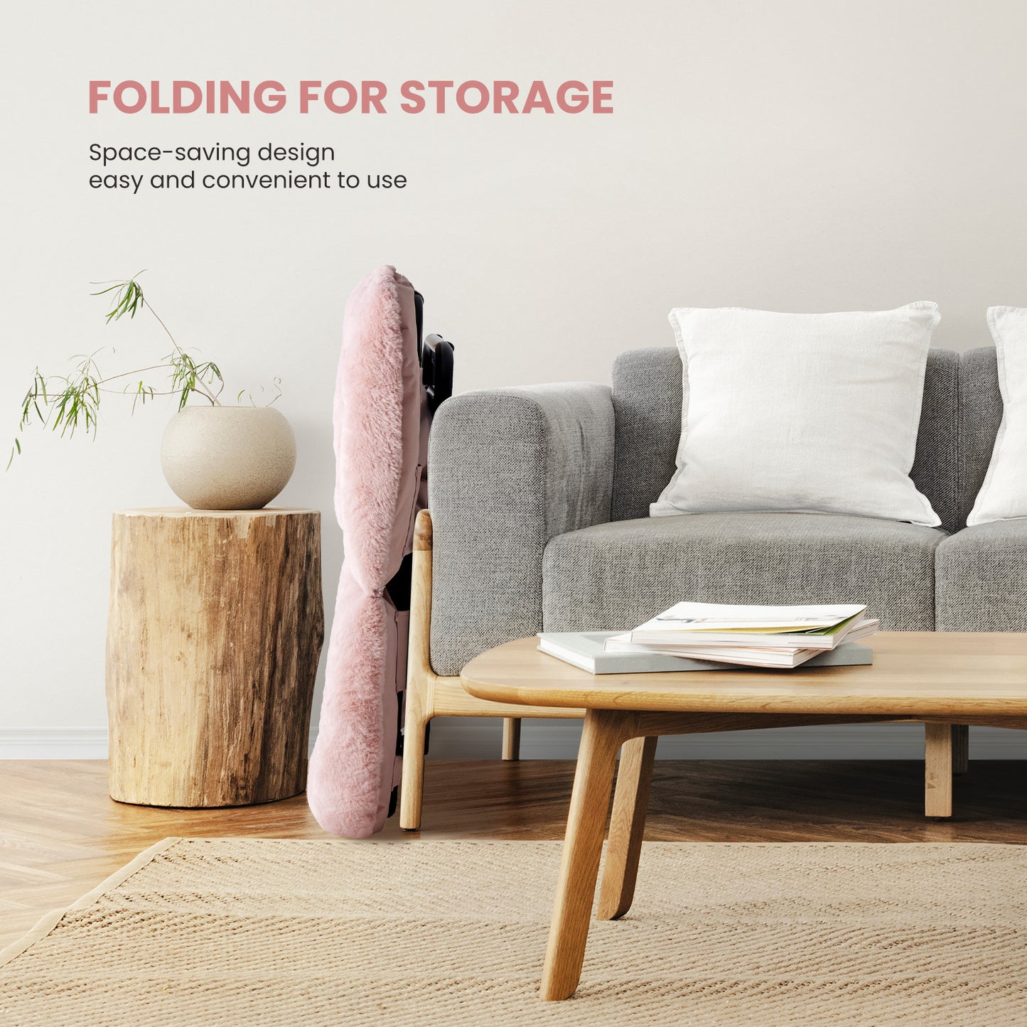 Comfy Chair for Adults, Soft Faux Fur Folding Lounge for Bedroom Living Room Dorm Rooms Flexible Reading Chair for Teens, Large Size Foldable