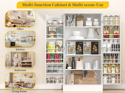 47 Inches Pantry Cabinet, Kitchen Pantry Cabinet with Adjustable Shelves, Freestanding Kitchen Pantry Storage Cabinet, Buffet Cupboards Sideboard for Kitchen, Living Room And Dinning Room