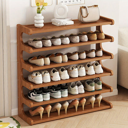 5Th/ 6Th Floor Desktop Storage Rack, Shoe Storage Rack, Space-Saving Multi-Layer Independent Design, Wood Grain End, Easy to Assemble Self-Standing Three-Dimensional Shoe Cabinet, Suitable for Dormitory And Entrance, Brown Standing Storage Rack