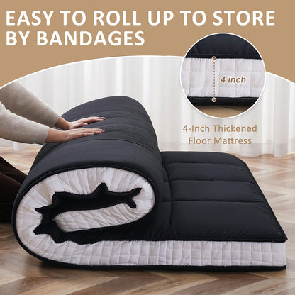 LILYPELLE Japanese Floor Mattress Futon Mattress, Foldable Mattress, Roll Up Mattress Sleeping Tatami Mat Floor Lounger Guest Bed, Easy to Store And Portable for Camping Couch