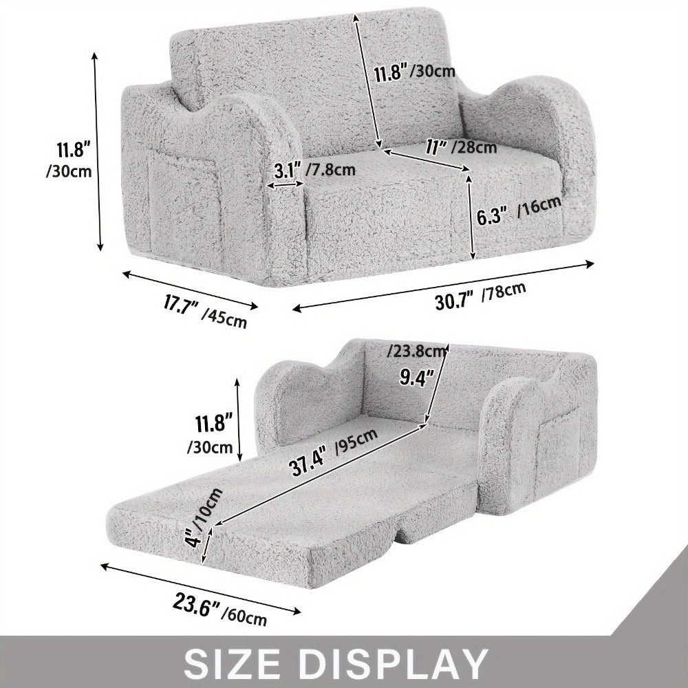 Tiita Kids Sofa Chair, 2 In 1 Fold Out Couch, Comfy Kids Sofa For Playroom-Extra Soft 2 Seats, Glow In The Dark Children Couch To Lounger For Girls Boys