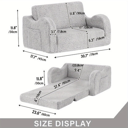 Tiita Kids Sofa Chair, 2 In 1 Fold Out Couch, Comfy Kids Sofa For Playroom-Extra Soft 2 Seats, Glow In The Dark Children Couch To Lounger For Girls Boys