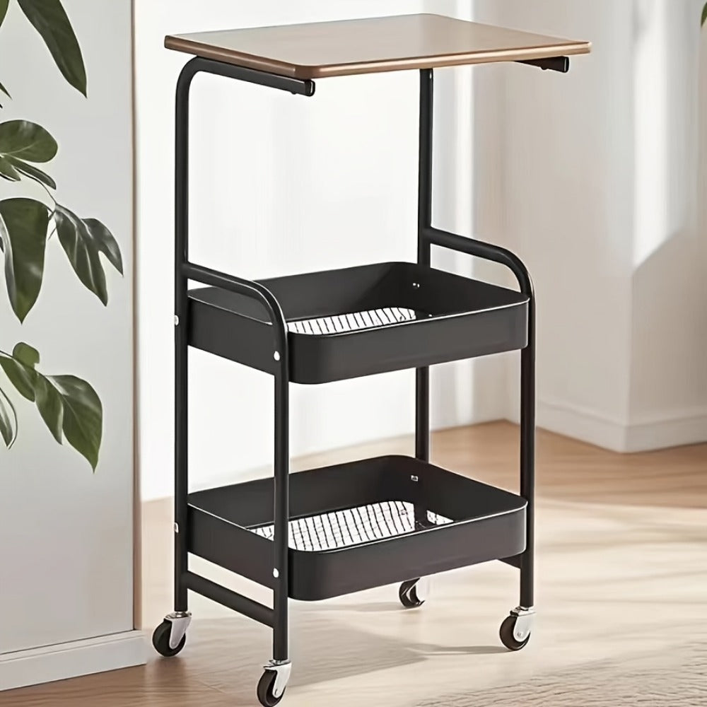 Rolling Storage Cart with Wheels - Multi-Tier Metal Shelving Rack for Kitchen Bathroom Bedroom Office Dorm Room Organization