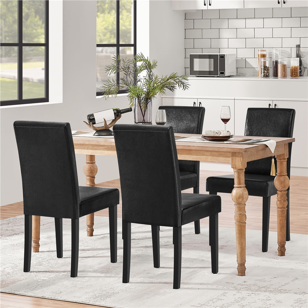 Costoffs Upholstered Dining Chairs Set of 2/4, Padded Leather Side Chairs with High Back & Rubberwood Legs, Modern Kitchen Chairs for Home, Kitchen & Restaurant, Black/White/Gray/Brown