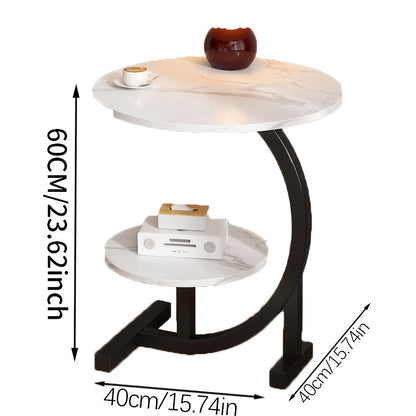 Exuding a Sense of Luxury! This Modern Light-luxury Wrought Iron Side Table Features Delicate Lines That Outline Minimalist Aesthetics. It Combines the Functions of a Sofa Side Cabinet and a Coffee Table, Making It Suitable for Both Bedrooms