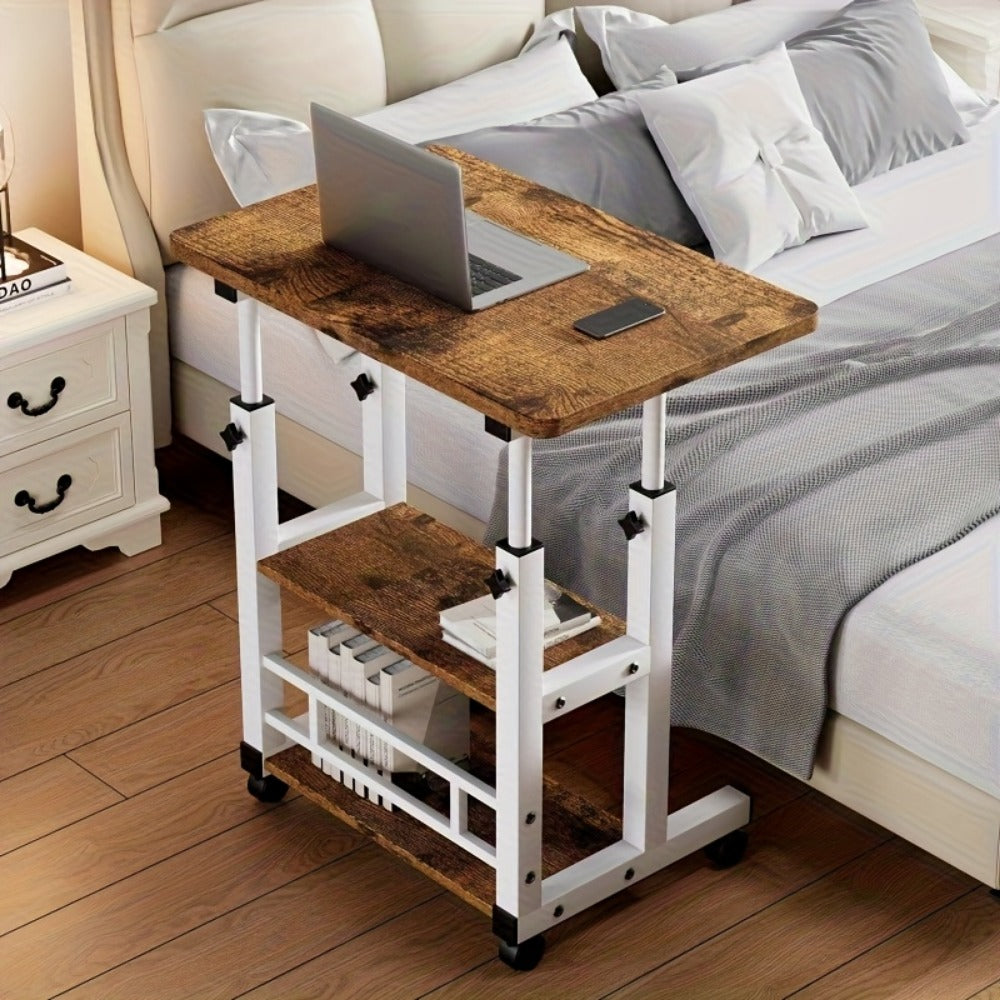 Adjustable Height Mobile Laptop Desk on Wheels with Storage, Rolling Standing Desk for Students Home Office Bedroom Small Spaces, Portable Wheeled Laptop Table in Multiple Styles