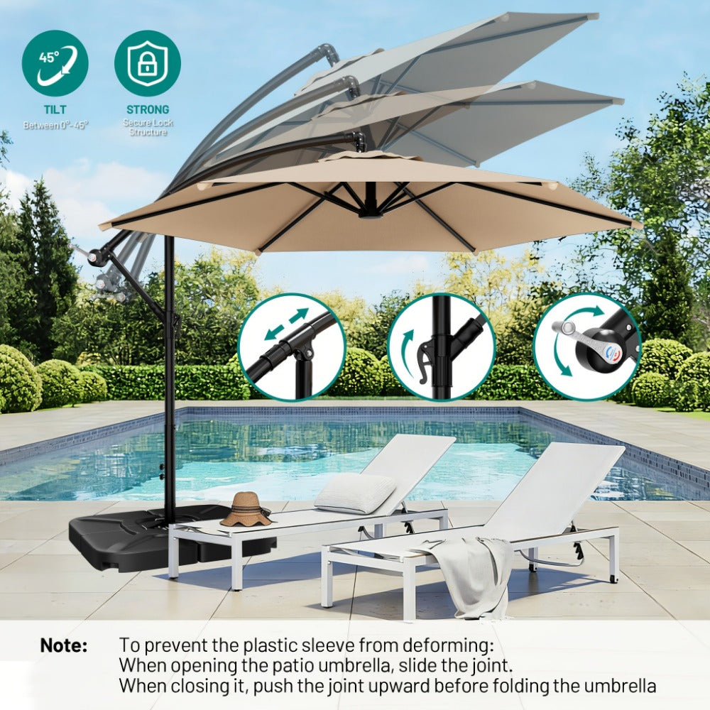 10 Ft Cantilever Patio Umbrella Offset Outdoor Umbrella with Adjustable Tilt Crank 8-Rib Wind Resistant UV Protection for Pool Deck Backyard Garden 16 Colors