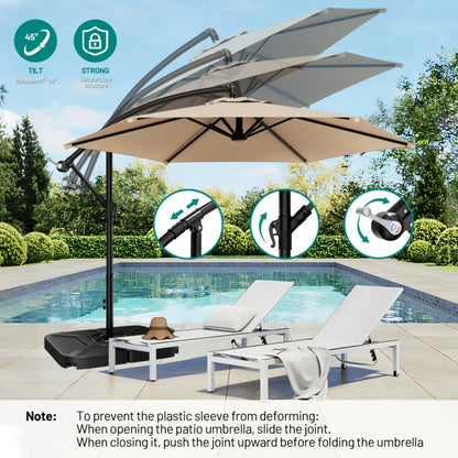 10 Ft Cantilever Patio Umbrella Offset Outdoor Umbrella with Adjustable Tilt Crank 8-Rib Wind Resistant UV Protection for Pool Deck Backyard Garden 16 Colors