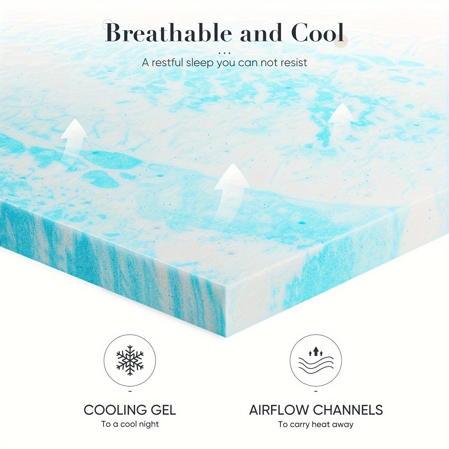Basic 2/3/4 Inch And Upgraded 5zone 2/3/4 Inch Mattress Topper Comfort Bed Topper Cooling Mattress Pad Gel Premium Memory Foam Mattress, CertiPUR-US