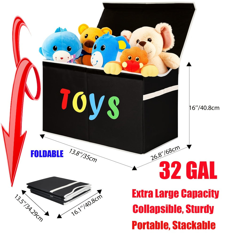 Extra Large Box, Collapsible Sturdy Kids Chest for Boys, Girls, Kids, Storage Organizer Storage Bins with Lids, Box Basket for Living Room, Bedroom, Nursery