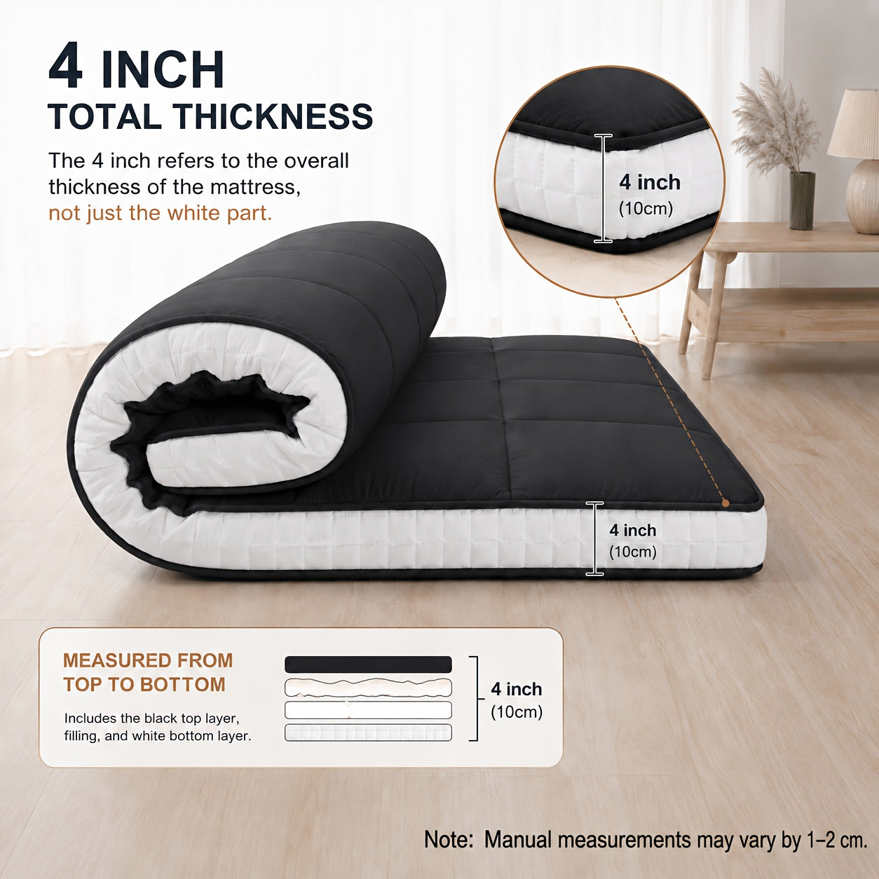 [Foldable & Portable] LILYPELLE Memory Foam Twin Mattress, Foldable & Portable Floor Mattress, Washable Sleeping Mat for Home, Camping, Travel & Guest Bed