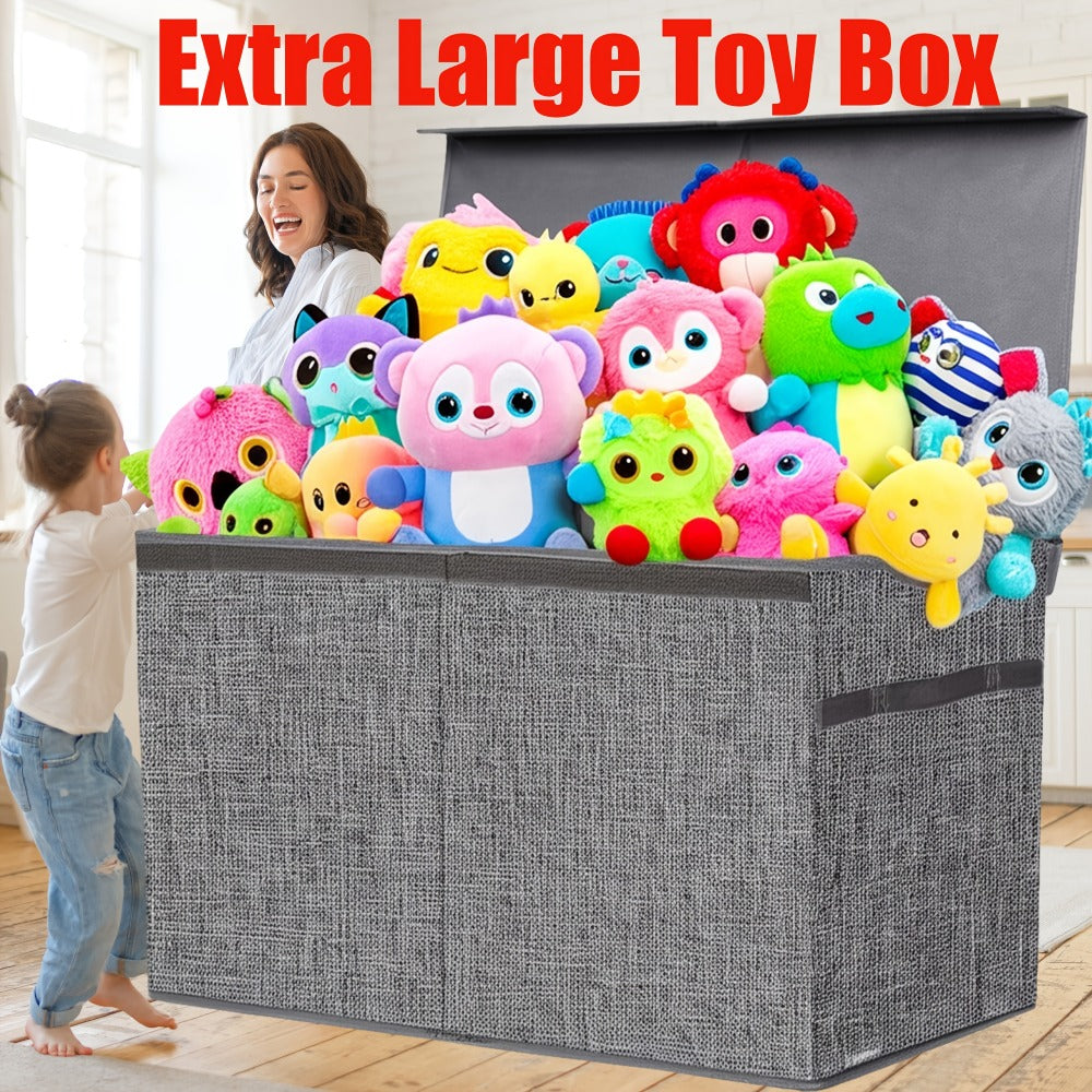 Extra Large Box, Collapsible Sturdy Kids Chest for Boys, Girls, Kids, Storage Organizer Storage Bins with Lids, Box Basket for Living Room, Bedroom, Nursery