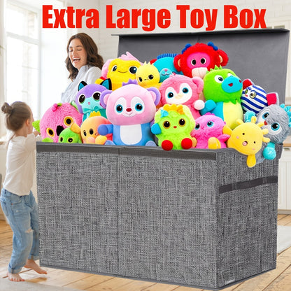 Extra Large Box, Collapsible Sturdy Kids Chest for Boys, Girls, Kids, Storage Organizer Storage Bins with Lids, Box Basket for Living Room, Bedroom, Nursery