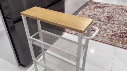 4-Tier Metal Kitchen Shelf With 360° Swivel Wheels,29.99"H x15.99"W x 4.99"D,Space-Saving, Ideal For Spices, Bottles, Snacks - Suitable For Kitchen, Living Room, Bedroom