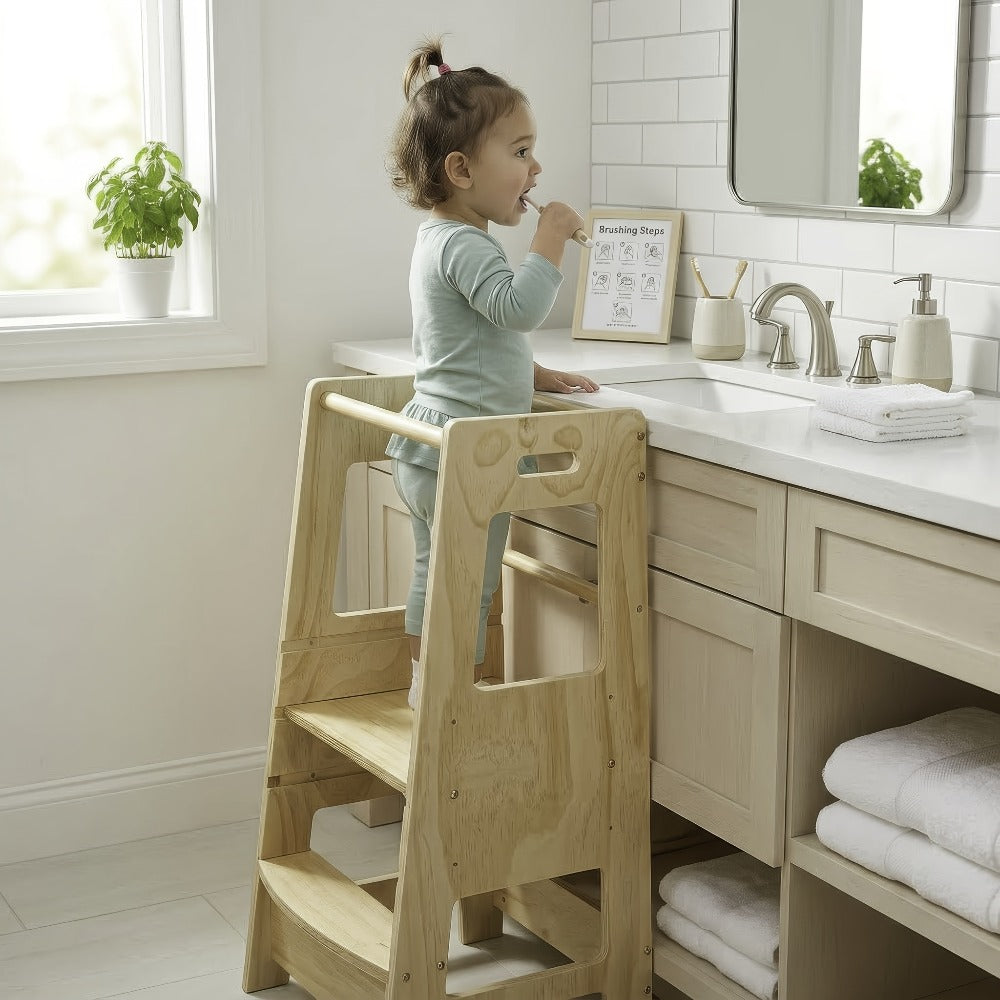 Toddler Stool Tower, Toddler Kitchen Stool, Kitchen Standing Helper Stool for Toddlers, Toddler Stool for Kitchen Counter, Learning Kitchen Tower for Toddlers, Helper Standing Tower Random Color