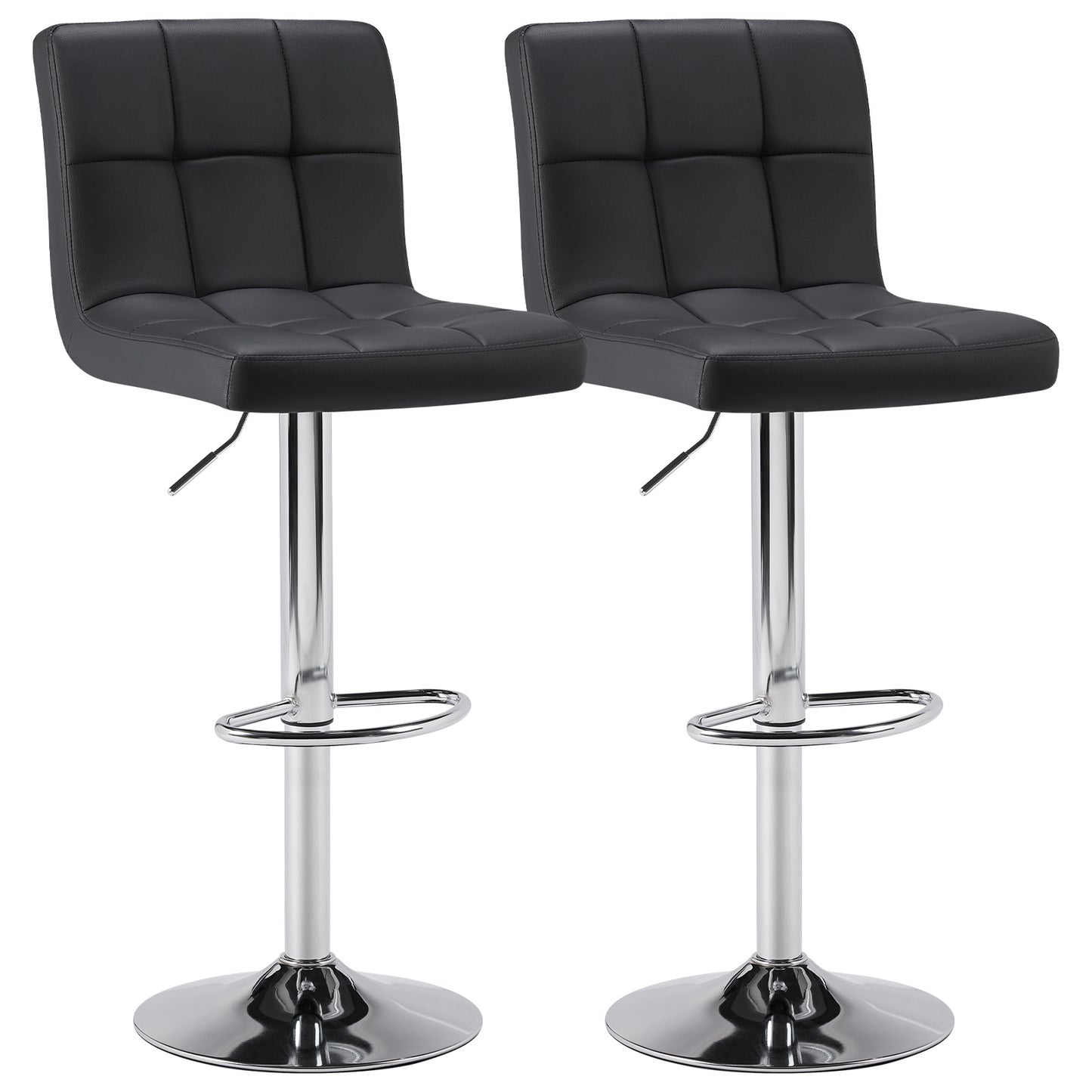 MCQ Bar Stools Set, Armless Adjustable Swivel Barstools, PU Leather Hydraulic Kitchen Counter Height Bar Stools, Thickened Seat Cushion with Back