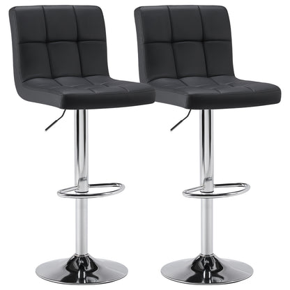 MCQ Bar Stools Set, Armless Adjustable Swivel Barstools, PU Leather Hydraulic Kitchen Counter Height Bar Stools, Thickened Seat Cushion with Back