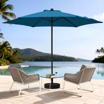 Outdoor Patio Umbrella, Heavy Duty Round Market with 6 Sturdy Ribs, Air Vent & UV Protection, for Garden Deck Backyard Poolside Beach, 7.5ft, No Base Included